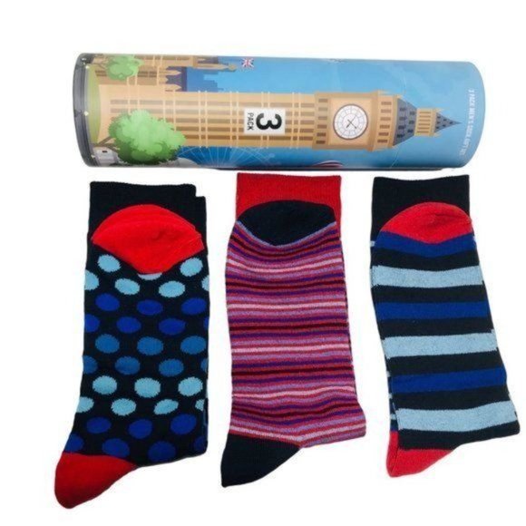 CARNABY SOCK CO W1 London Striped Socks - 3-Pack Gift Set (Size 8-12) for Men - Picture 4 of 6